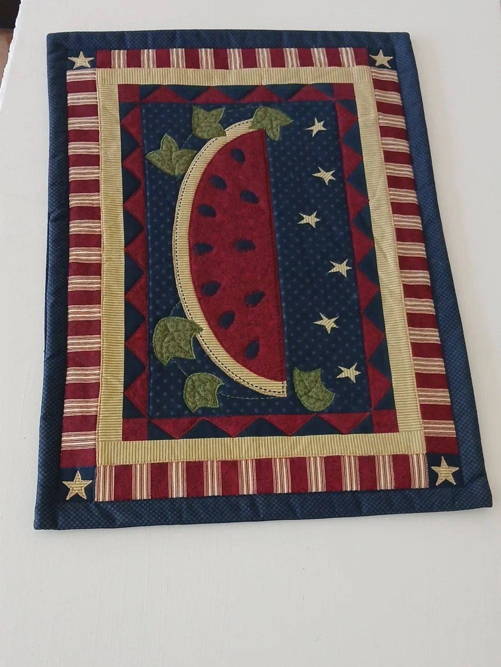 Sonoma Americana Quilted Placemats Set of 2 Stars Stripes Watermelon Reversible